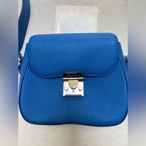 Mark Cross Blue Leather Crossbody Messenger Bag